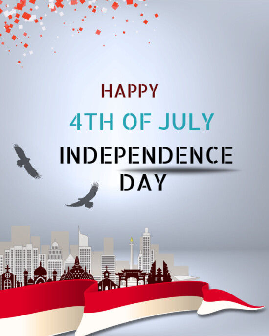 Grey Joyful Happy Independence Day Usa  Instagram Portrait template