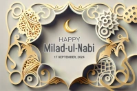 Grey Joyful Happy Milad Ul Nabi Label template