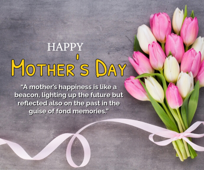 Grey Joyful Happy Mother's Day Celebration Wishes  Medium Rectangle Średni prostokąt template