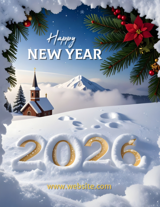 Grey Joyful Happy New Year 2026 Flyer (us Letter) Modelo | PosterMyWall