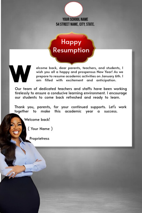 Grey Joyful Happy Resumption Poster Template | PosterMyWall