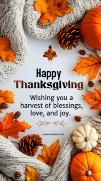 Grey Joyful Happy Thanksgiving Template Instagram Story