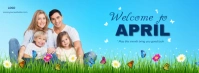 Grey Joyful Hello April Facebook Cover Photo template