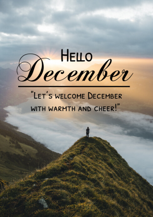 Grey Joyful Hello December  A4 template