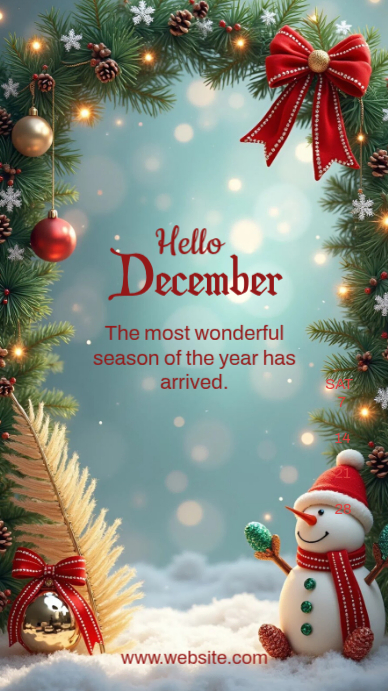 Grey Joyful Hello December  Digital Display (9:16) template