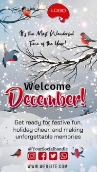 Grey Joyful Hello December Instagram Story template