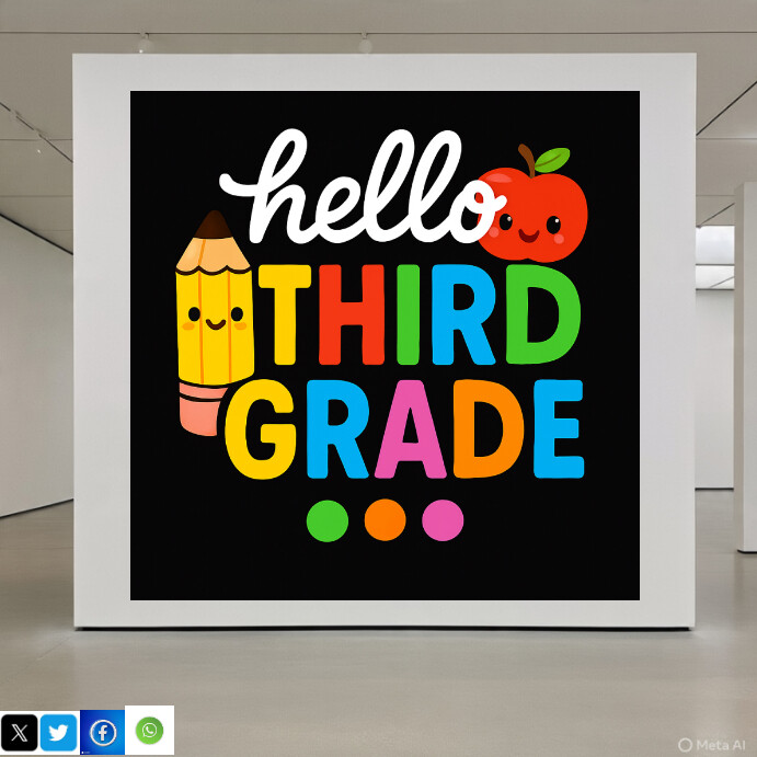 Grey Joyful Hello Third Grade Instagram Post template