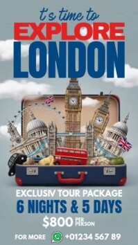 Grey Joyful Its Time To Explore London Facebook Story template