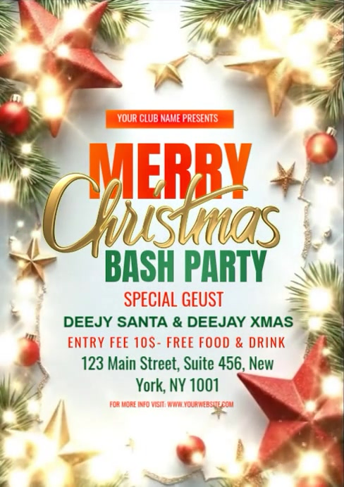 Grey Joyful Joyful Christmas Bash Party A4 A4 template