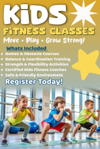 Grau Kids Fitness Classes Plakkaat Template