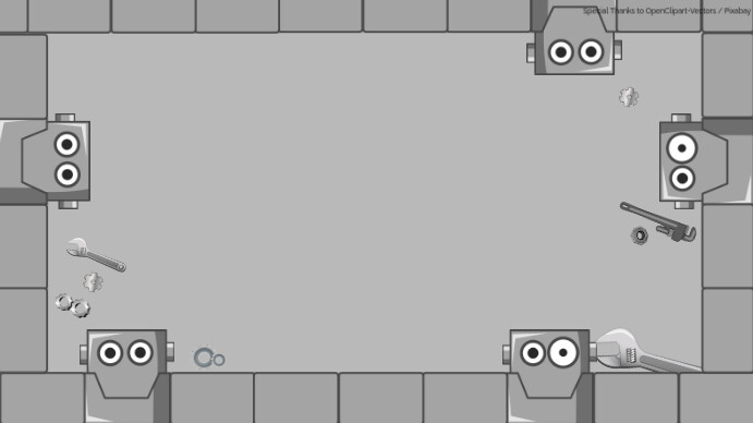 Grey Joyful Mechanic Robot Kids Powerpoint Presentation (16:9) template