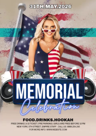 สีเทา Memorial Celebration A6 Template