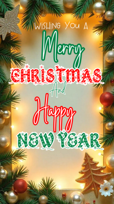 Grey Joyful Merry Christmas And Happy New Year Greeting Flyer Instagram ...