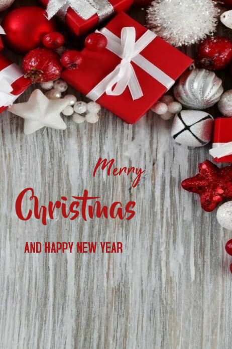Plantilla de Grey Joyful Merry Christmas And New Year Templates Online ...