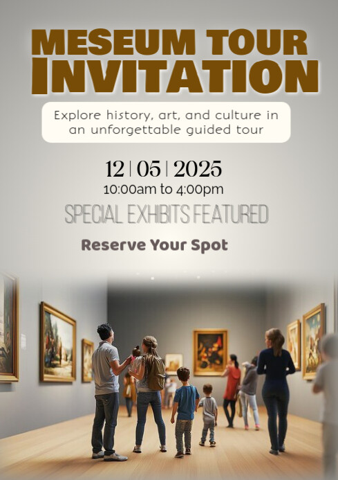 Grey Joyful Meseum Tour Invitation A2 template