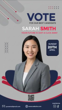 Grey Joyful Modern Blue Election Candidate Instagram Story Video Instagram Story template