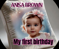 Grigio First Birthday Celebration Stort rektangel Template