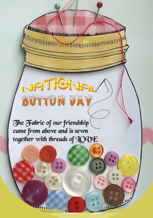 Plantilla de Grey Joyful National Button Day A4 | PosterMyWall