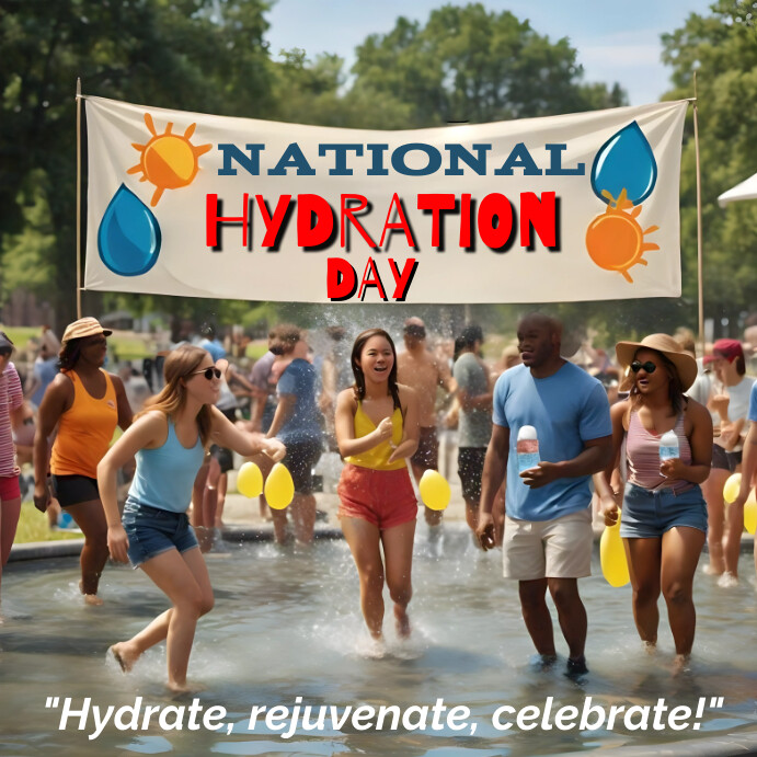 Grey Joyful National Hydration Day Square (1: Template | PosterMyWall