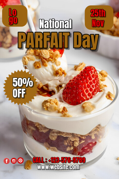 Parfait Front Design Copy of Grey Joyful National Parfait Day Poster | PosterMyWall