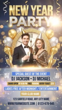 Grey Joyful New Year Party Instagram Story template