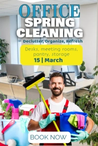 Grey Joyful Office Spring Cleaning Poster template