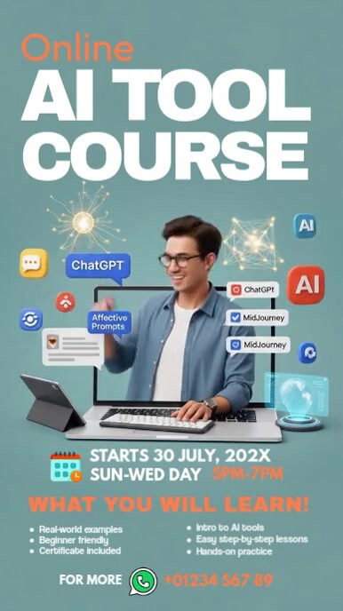 Grey Joyful Online Ai Tool Course Instagram Reel template