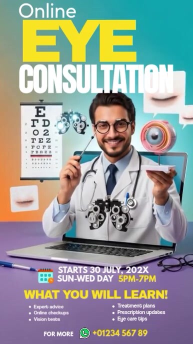 Grey Joyful Online Eye Consultation Facebook Story template
