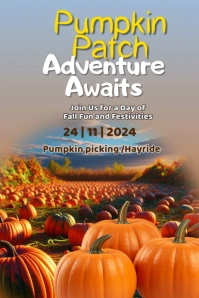 Grey Joyful Pumpkin Patch Adventure Poster template