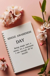 Grey Joyful Single Awareness Day  Pinterest Graphic template