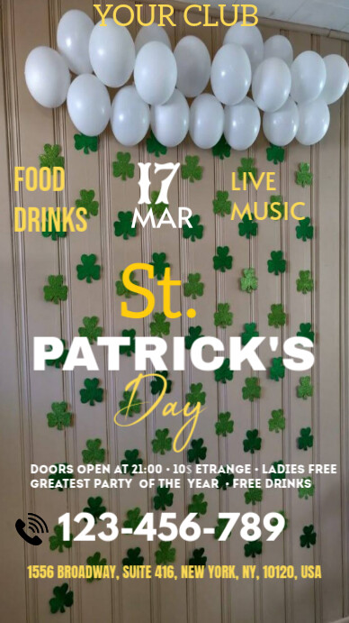 Grey Joyful St Patrick Day Digital Display (9:16) template