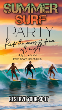 Grey Joyful Summer Surf Party Instagram Story template