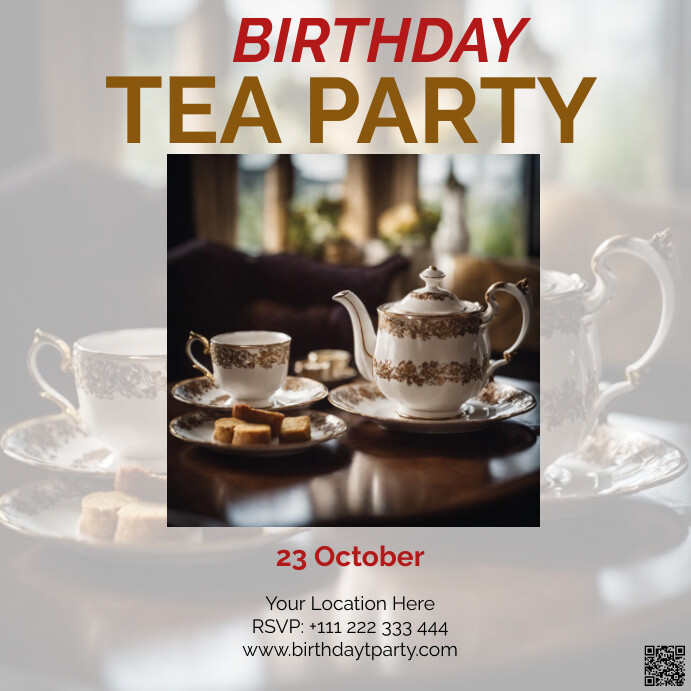 Grey Joyful Tea Party Instagram Post Template | PosterMyWall