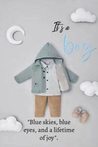 Grey Joyful The Image Is A Soft And Elegant Baby Announcement Design For A A Baby Boy Pinterest Grap template