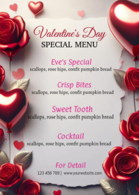 Grey Joyful Valentine’s Day Menu Template A6