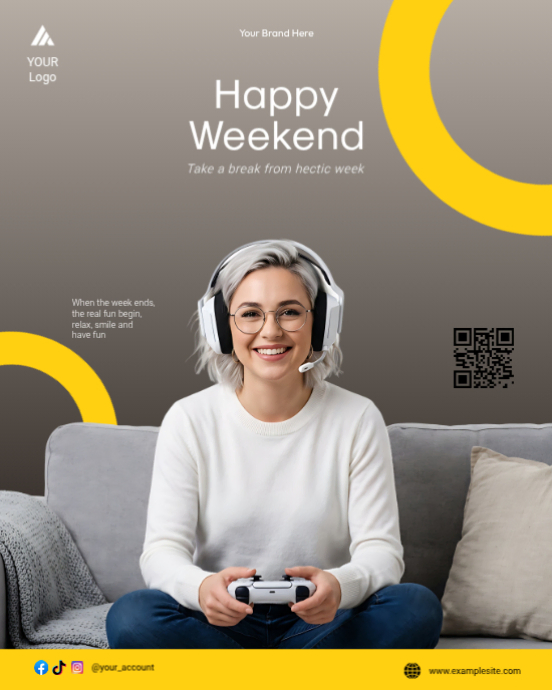 Grey joyful weekend relaxation instagram portrait Template | PosterMyWall