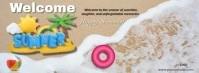Grey Joyful Welcome Summer Welcome Sunshine Beach Sand And Ball Facebook Cover Photo template