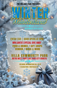 Grey Joyful Winter Event: Wonderland Party Design Poster  Tabloid Tabloïd template