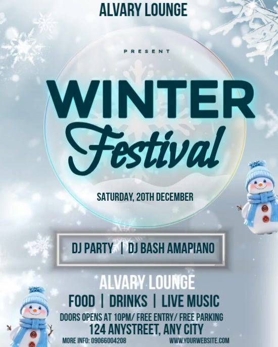 Grey Joyful Winter Festival Flyer Template Instagram Portrait ...