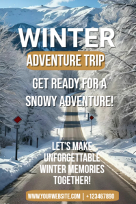 Grey Joyful Winter Road Trip Poster Design Pinterest Graphic template