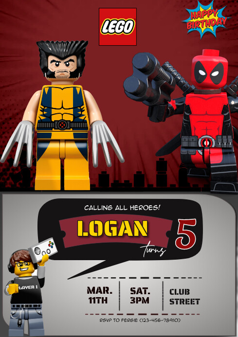 Copia de Grey Joyful Wolverine And Deadpool Birthday A | PosterMyWall