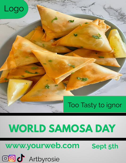 Grey Joyful World Samosa Day Flyer (us Lette Template | PosterMyWall