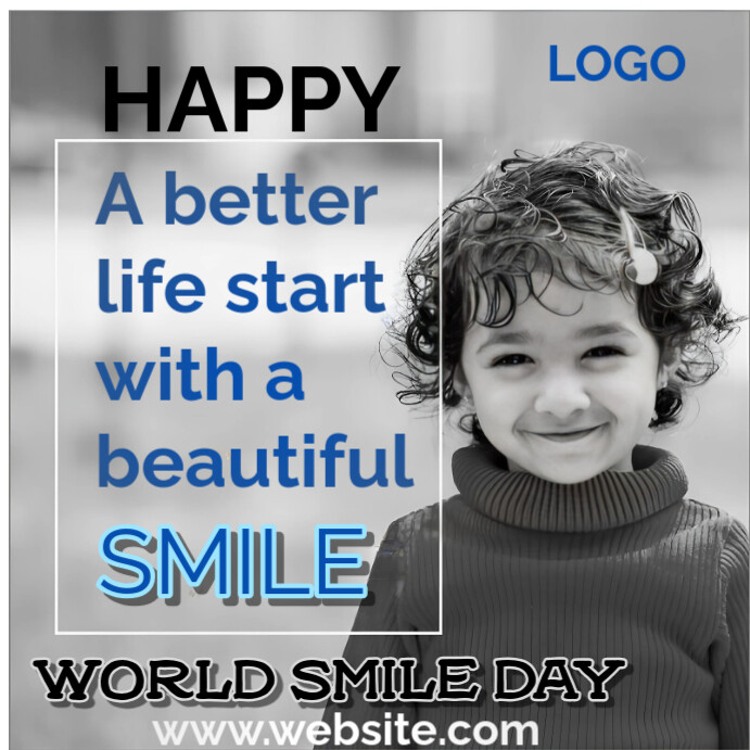 Grey Joyful World Smile Day Instagram Post Template | PosterMyWall
