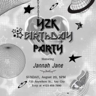 Grey Joyful Y2k Birthday Party Instagram Post template