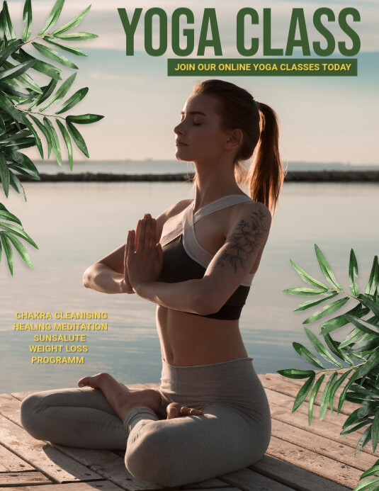 Grey Joyful Yoga  Flyer (us Letter) template