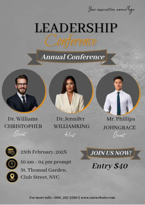 Grey Leadership Conference A4 Template | PosterMyWall