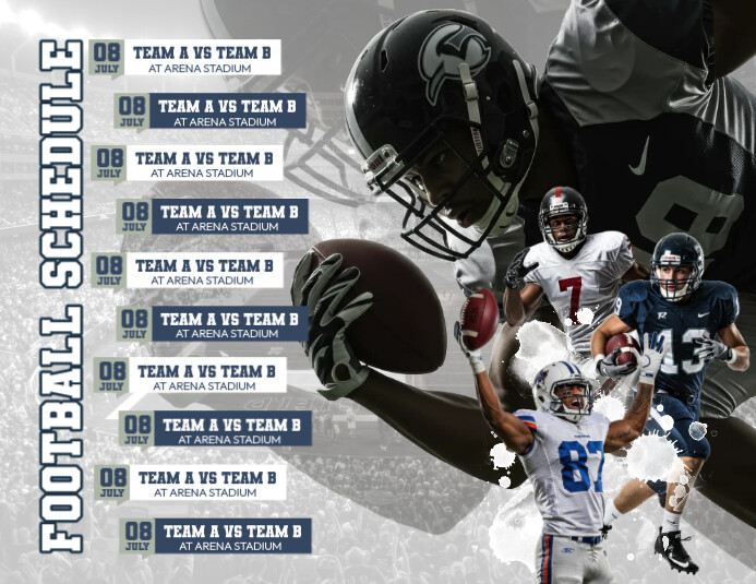 Grey List-based Football Schedule Flyer (us Letter) template