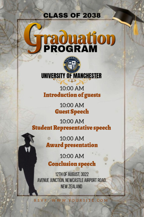 Undergrad Program Poster Grey List-based Free Graduation Program Templates, Poster | PosterMyWall