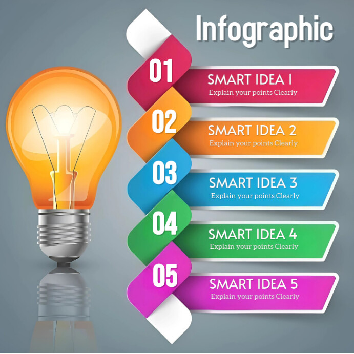 Grey List-based Infographic Steps Instagram Post Template | PosterMyWall image.