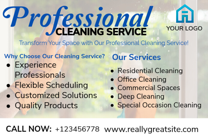 Grey List-based Professional Cleaning Service Poster Plakkaat template